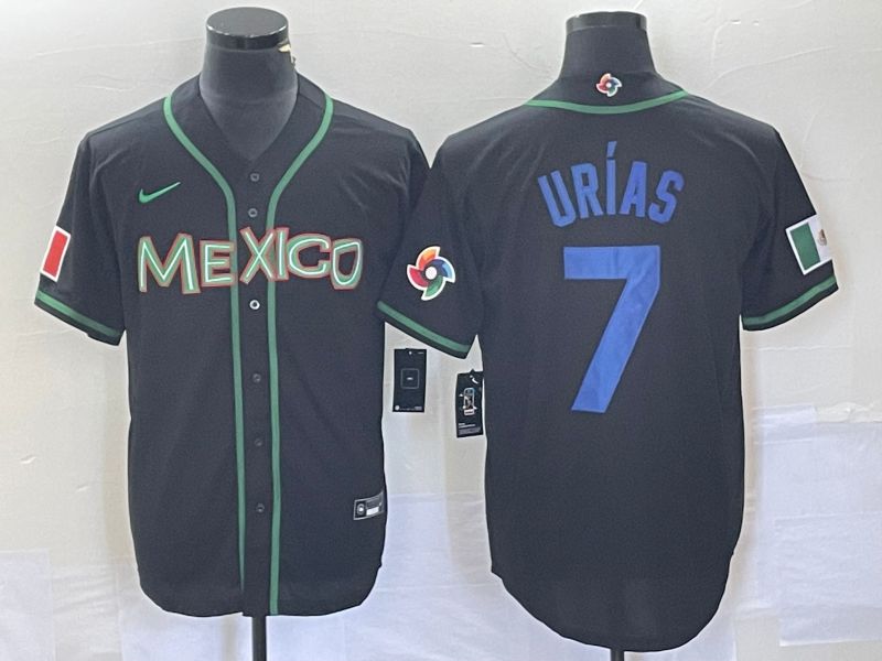 Men 2023 World Cub Mexico #7 Urias Black blue Nike MLB Jersey14